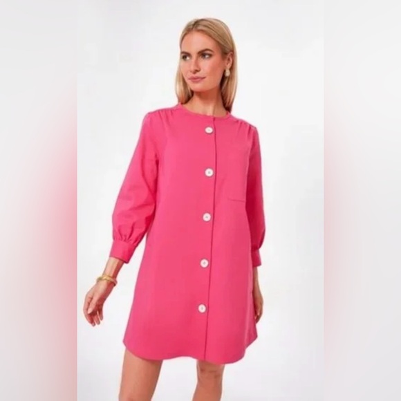 Tuckernuck Pink Blake Mini A Line Button Down Feminine Barbie Shirt Dress Small - Picture 3 of 14